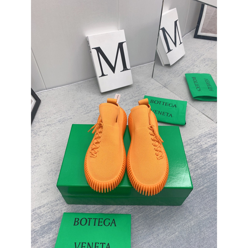 bottege Ve*ne*ta ripple tech knit lace-up sneakers orange