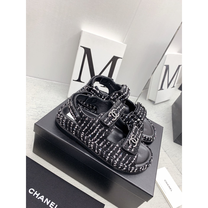 Ch*el knitwear sandal black