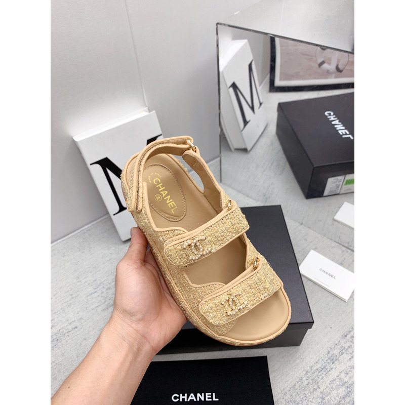 Ch*el knitwear sandal yellow