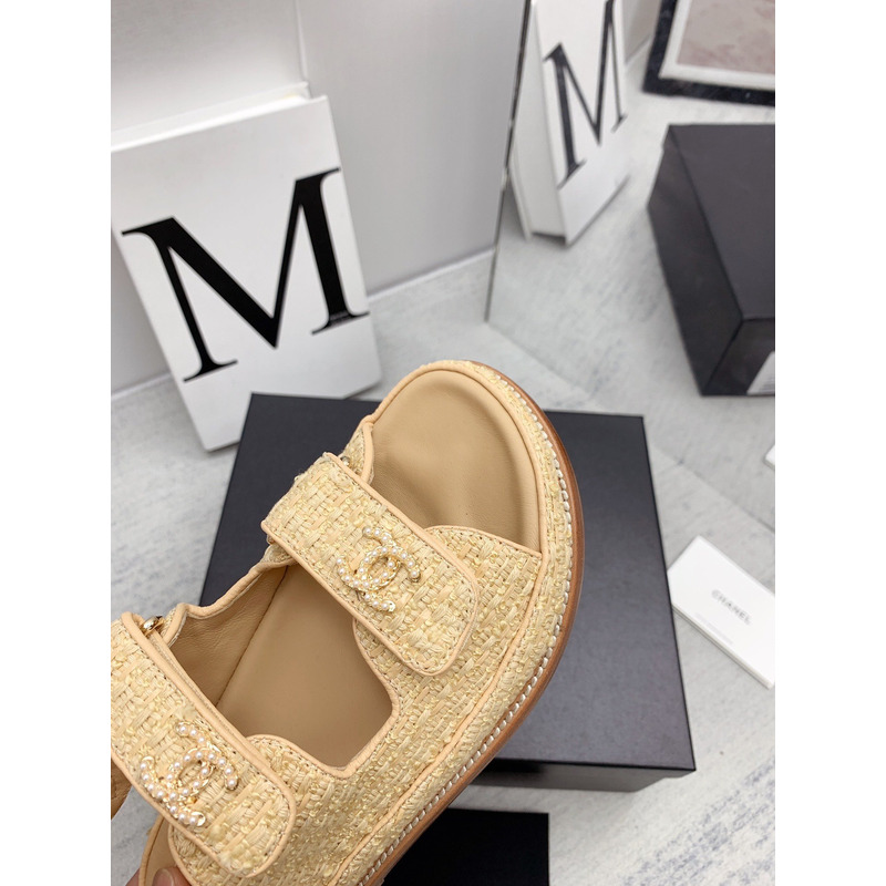 Ch*el knitwear sandal yellow