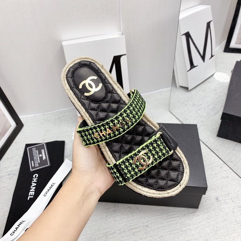 Ch*el flat sandals green