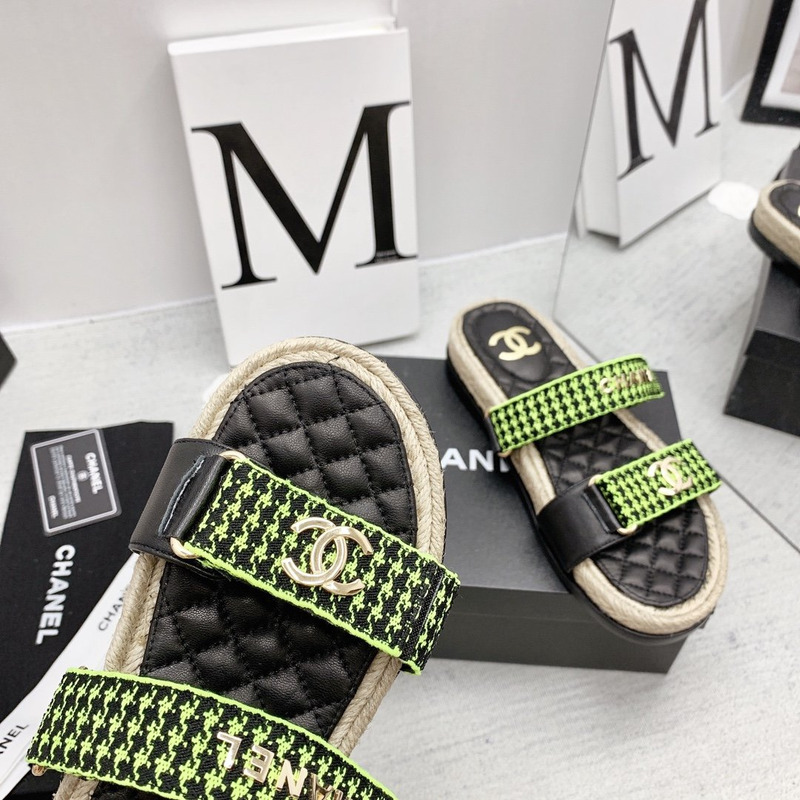 Ch*el flat sandals green