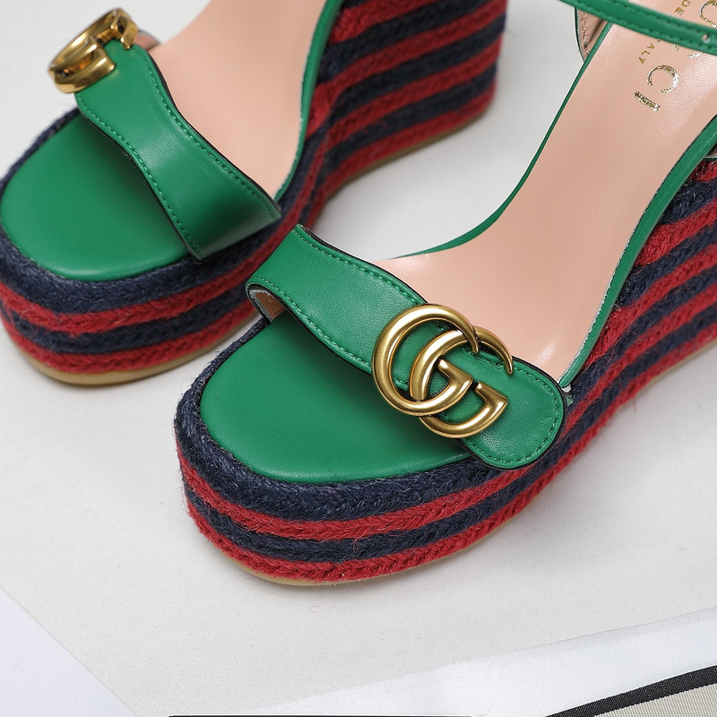 G*u*i leather platform espadrille green