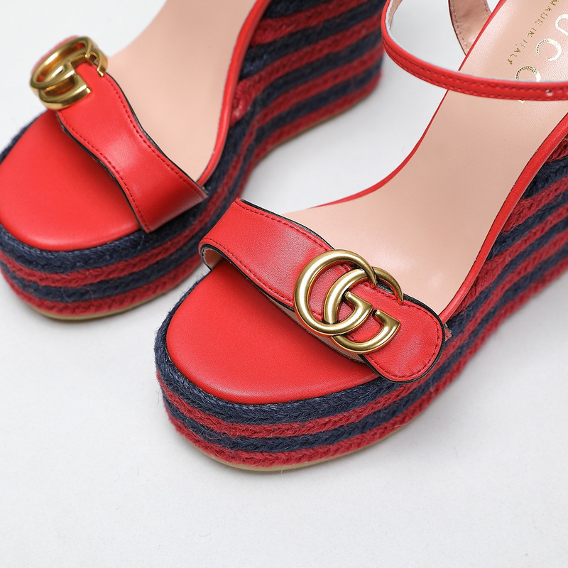 G*u*i leather platform espadrille red