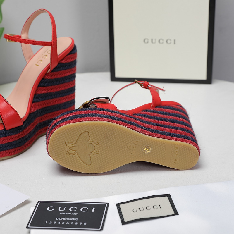 G*u*i leather platform espadrille red