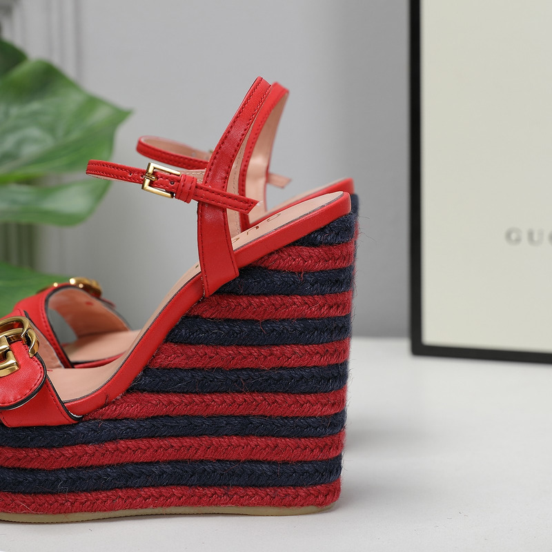 G*u*i leather platform espadrille red