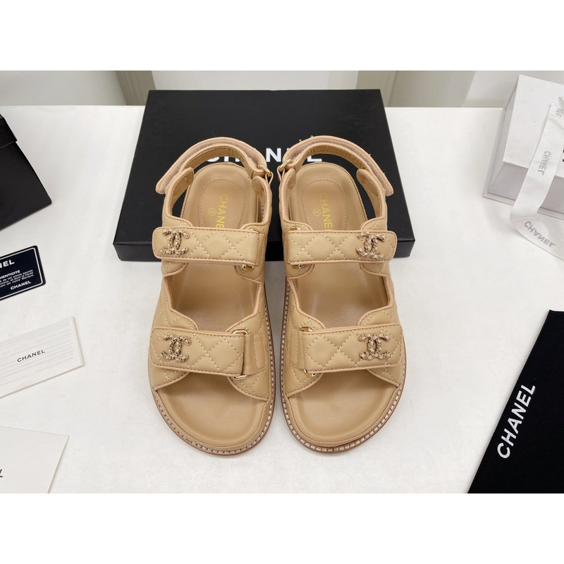 Ch*el dad sandals leather beige