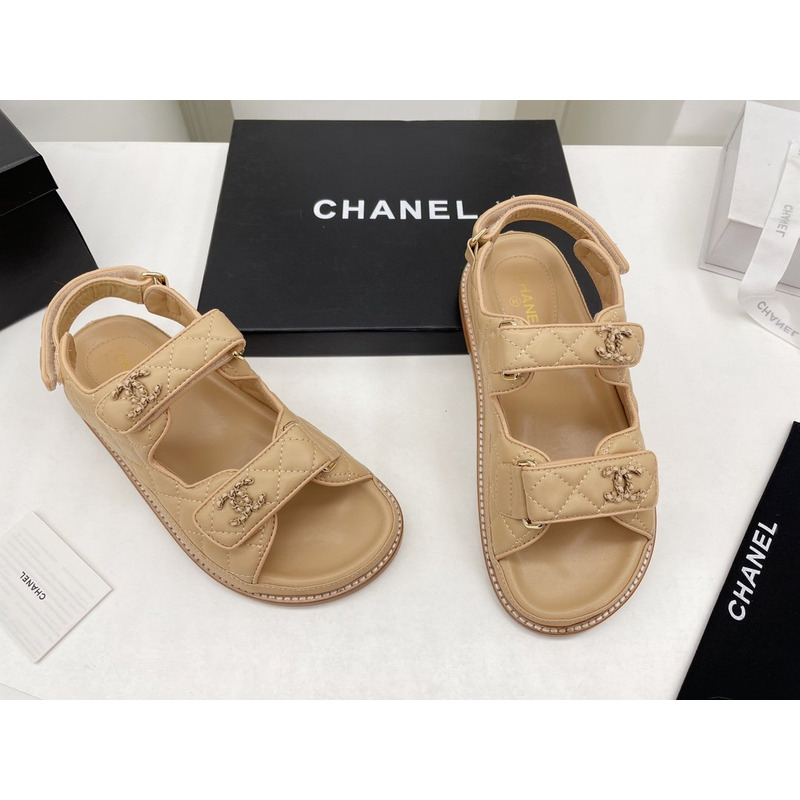 Ch*el dad sandals leather beige