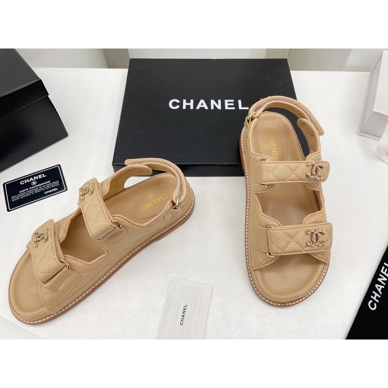 Ch*el dad sandals leather beige