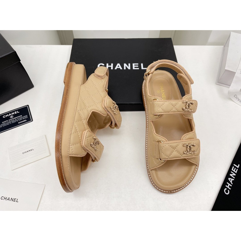 Ch*el dad sandals leather beige