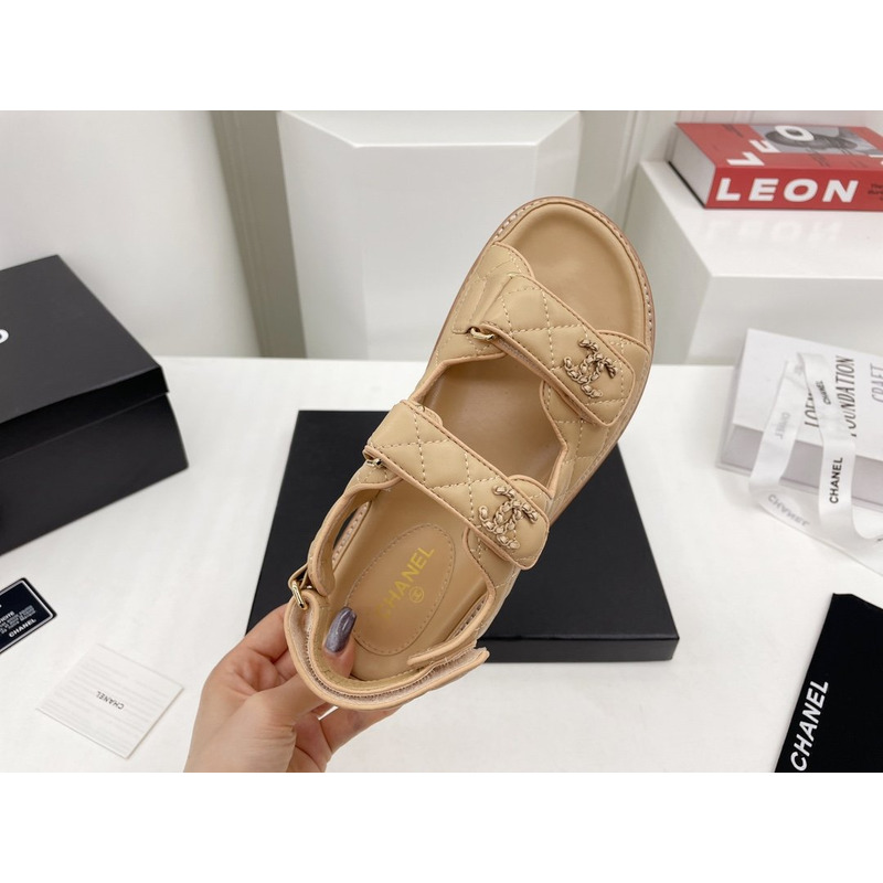 Ch*el dad sandals leather beige