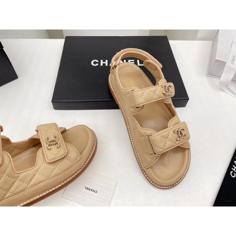 Ch*el dad sandals leather beige