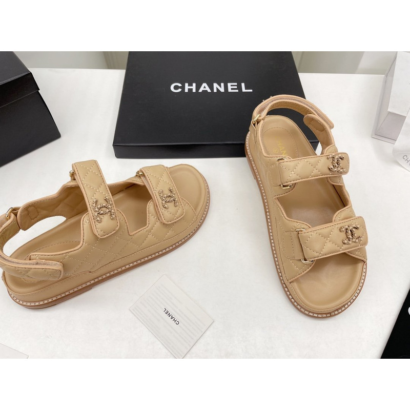 Ch*el dad sandals leather beige