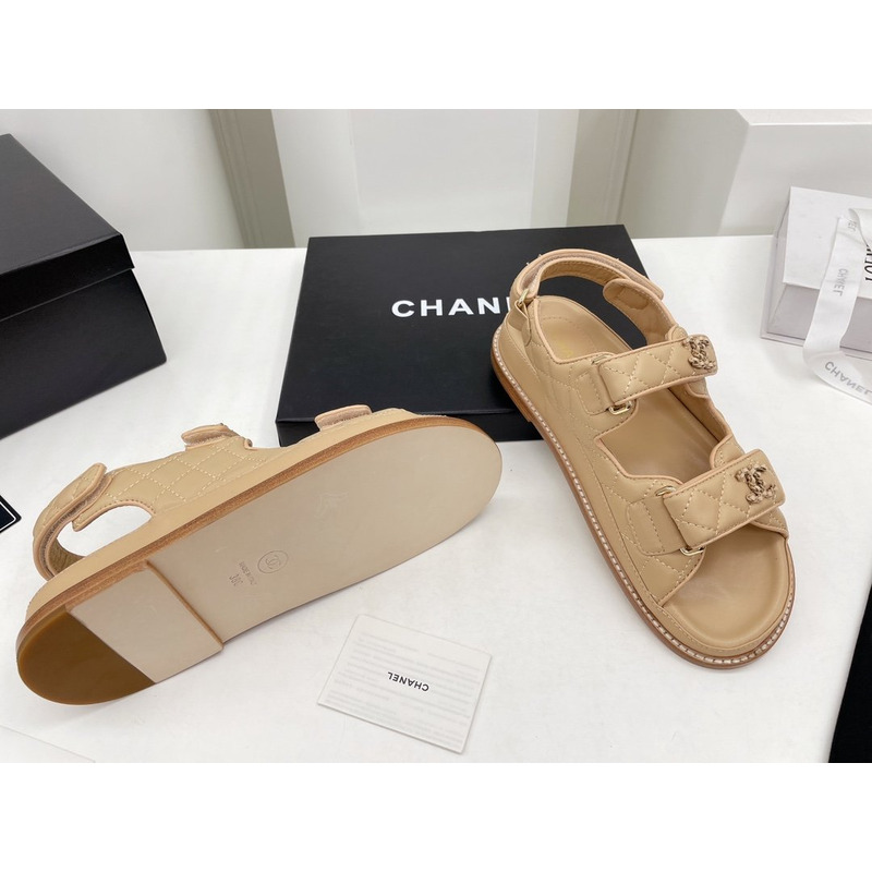 Ch*el dad sandals leather beige