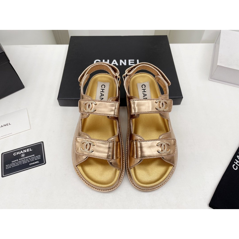 Ch*el dad sandals leather gold