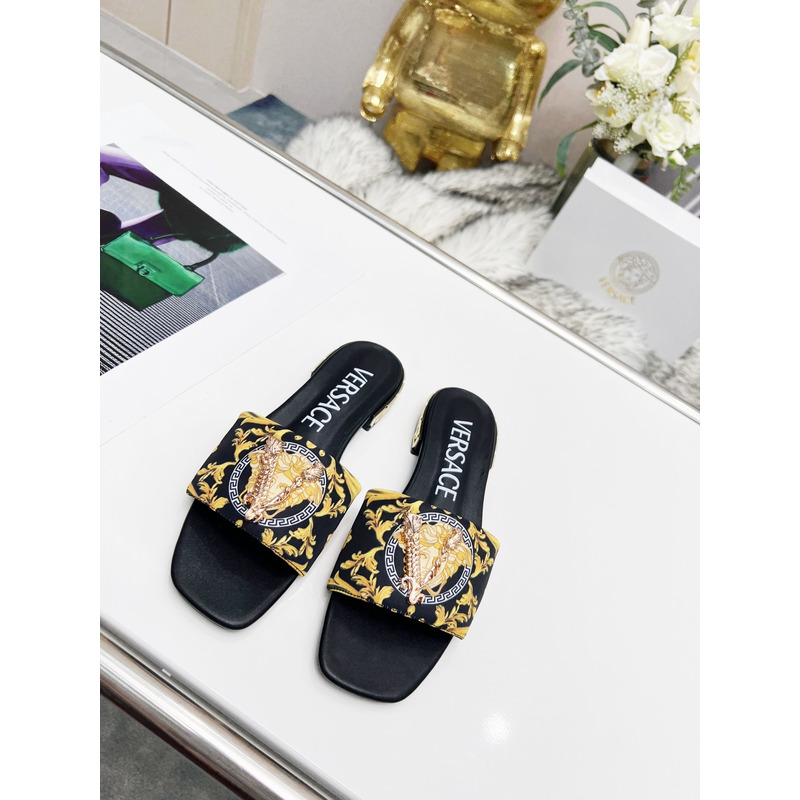 Versace Flat Sandals Black