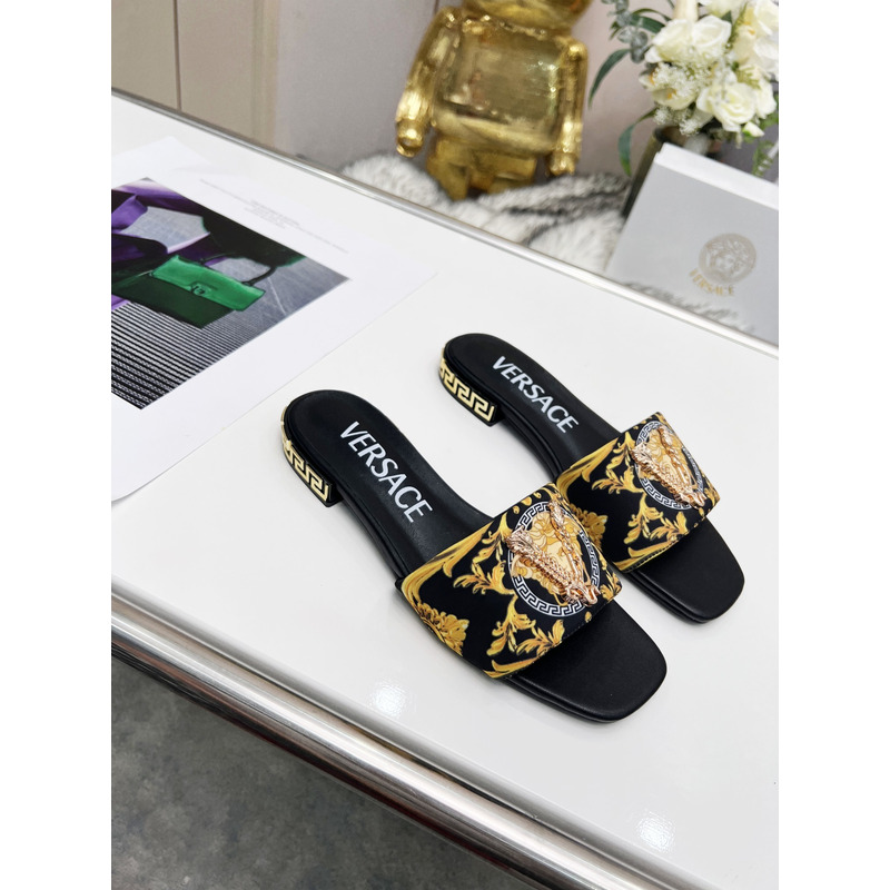 Versace Flat Sandals Black