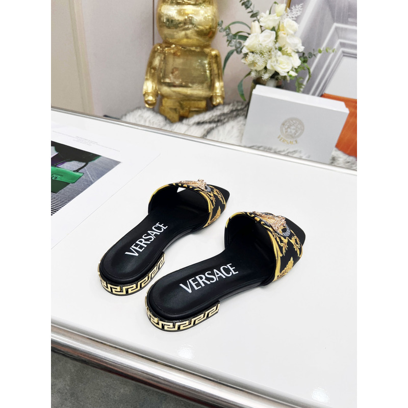 Versace Flat Sandals Black