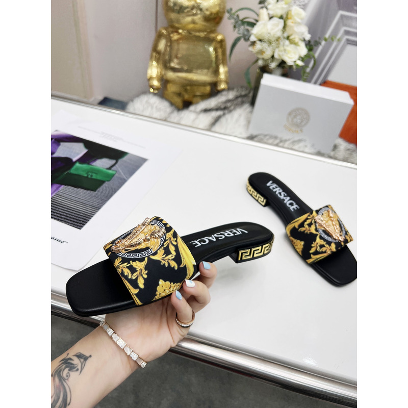 Versace Flat Sandals Black