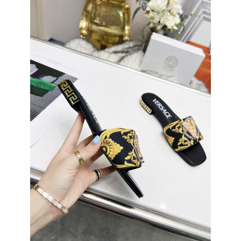 Versace Flat Sandals Black