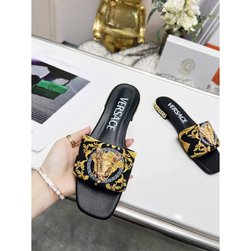 Versace Flat Sandals Black