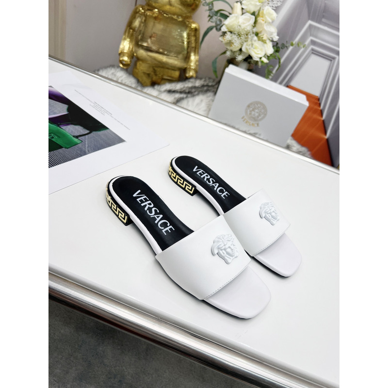 Versace Versace La Medusa Flat Sandals White