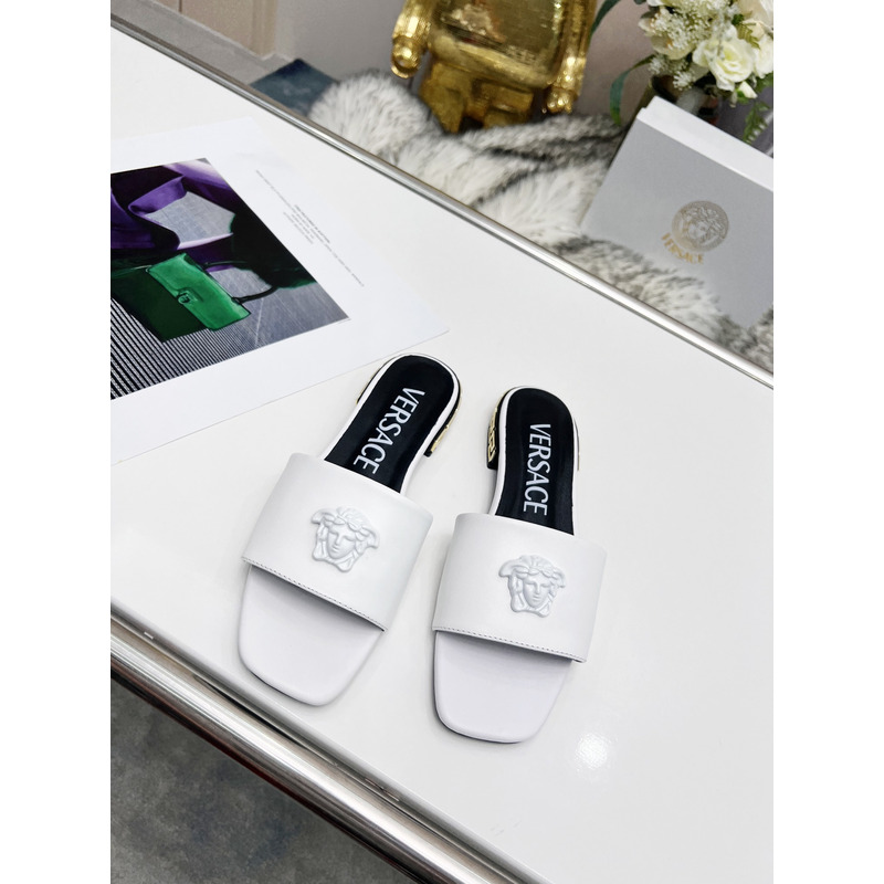 Versace Versace La Medusa Flat Sandals White