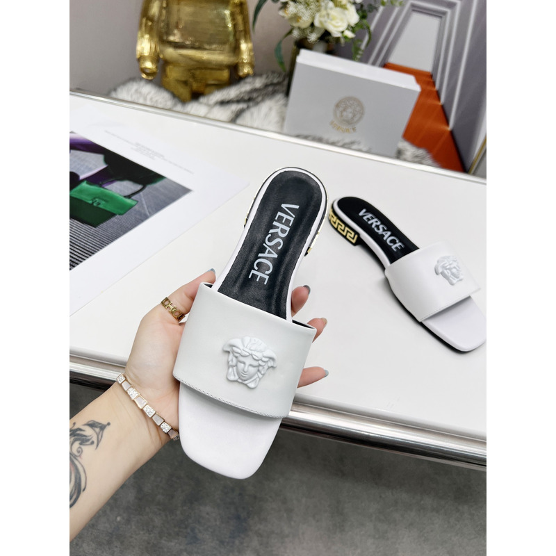 Versace Versace La Medusa Flat Sandals White