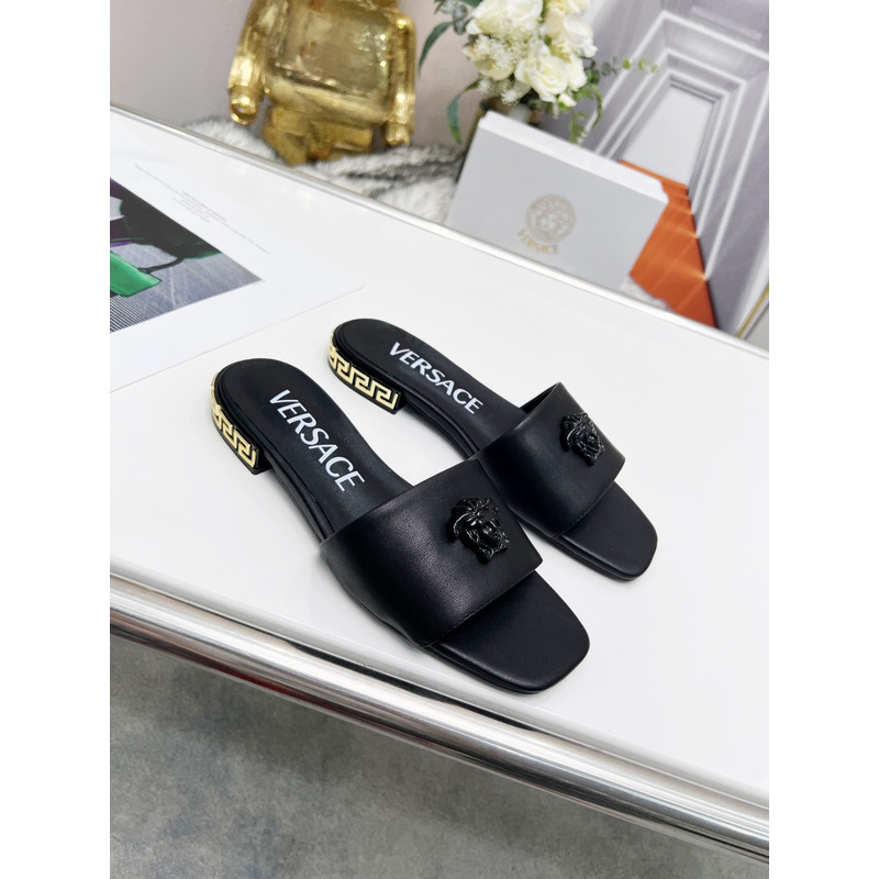 Versace Versace La Medusa Flat Sandals Black