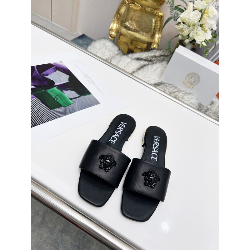 Versace Versace La Medusa Flat Sandals Black