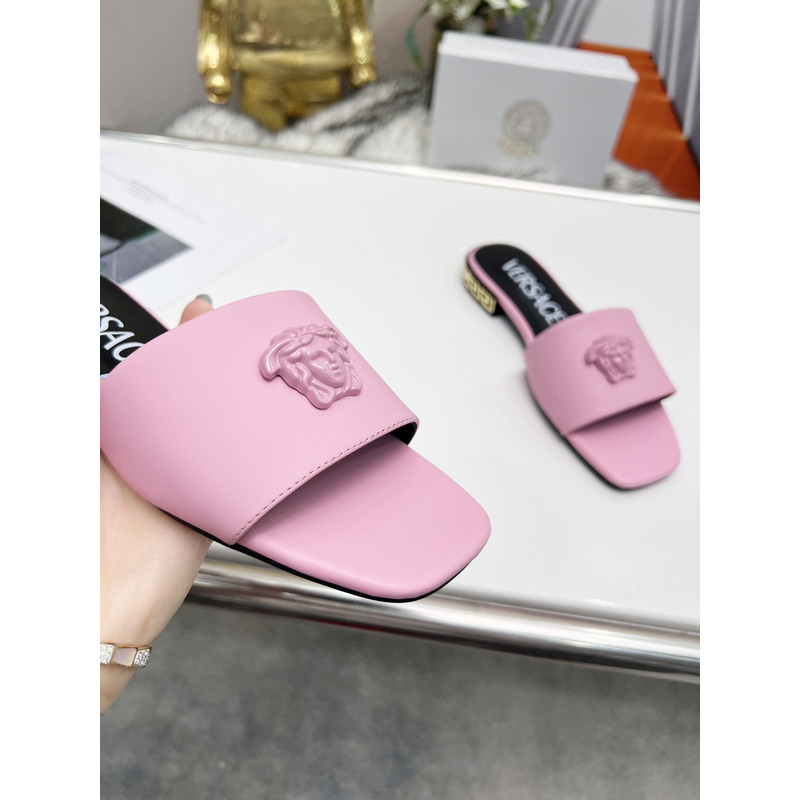 Versace La Medusa Flat Sandals Pink