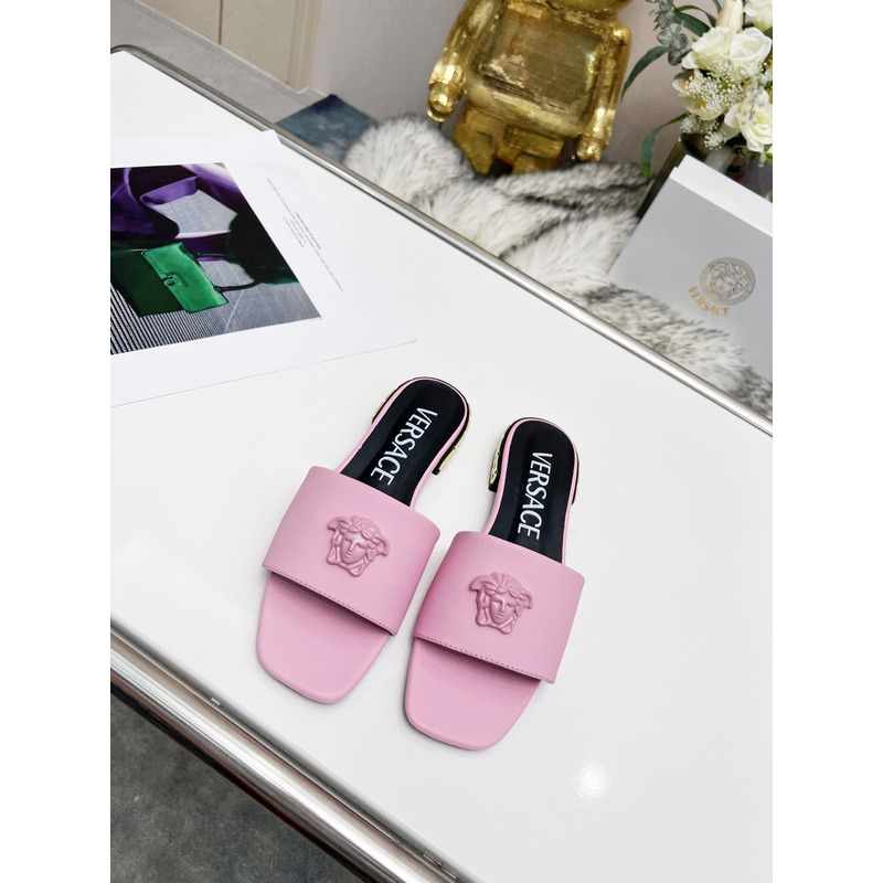 Versace La Medusa Flat Sandals Pink