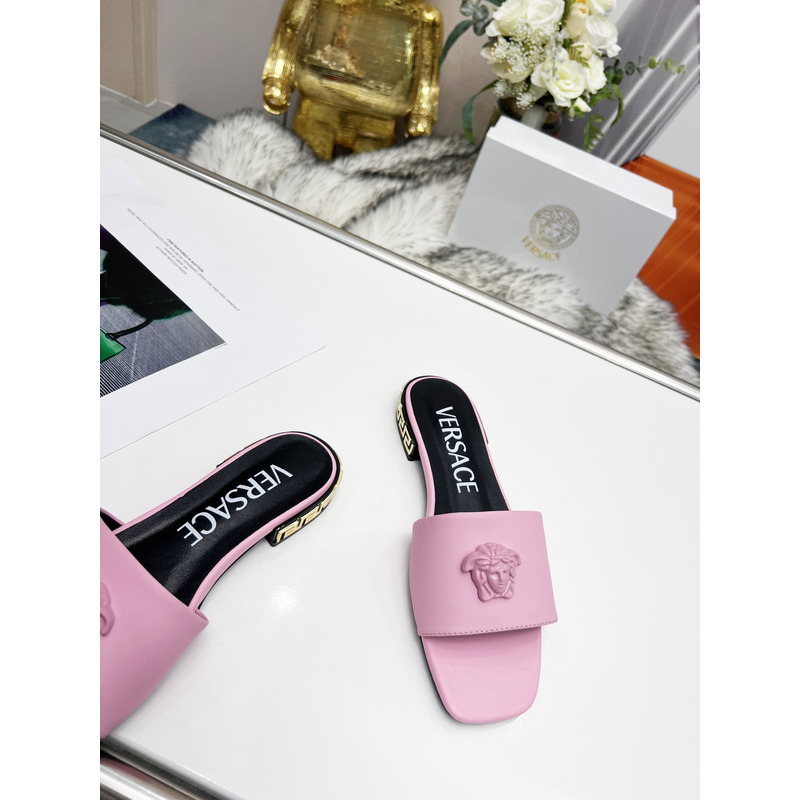 Versace La Medusa Flat Sandals Pink