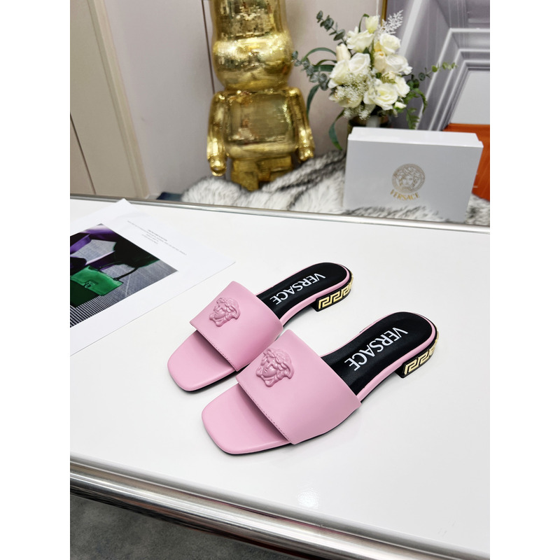 Versace La Medusa Flat Sandals Pink