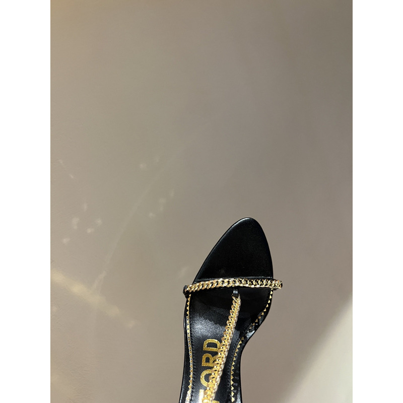 Tom Ford Padlock Shiny Leather Heels Black