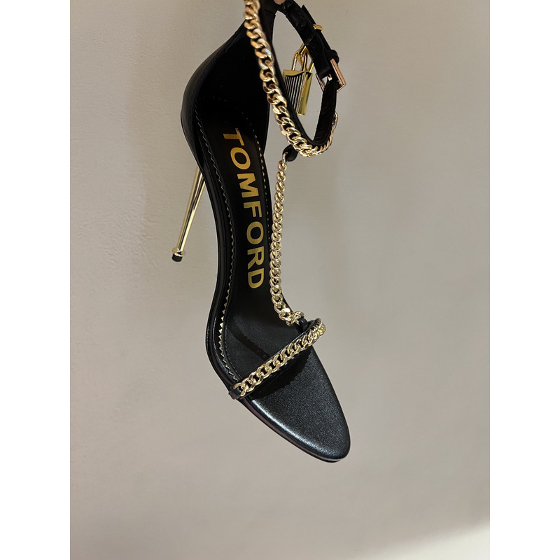 Tom Ford Padlock Shiny Leather Heels Black