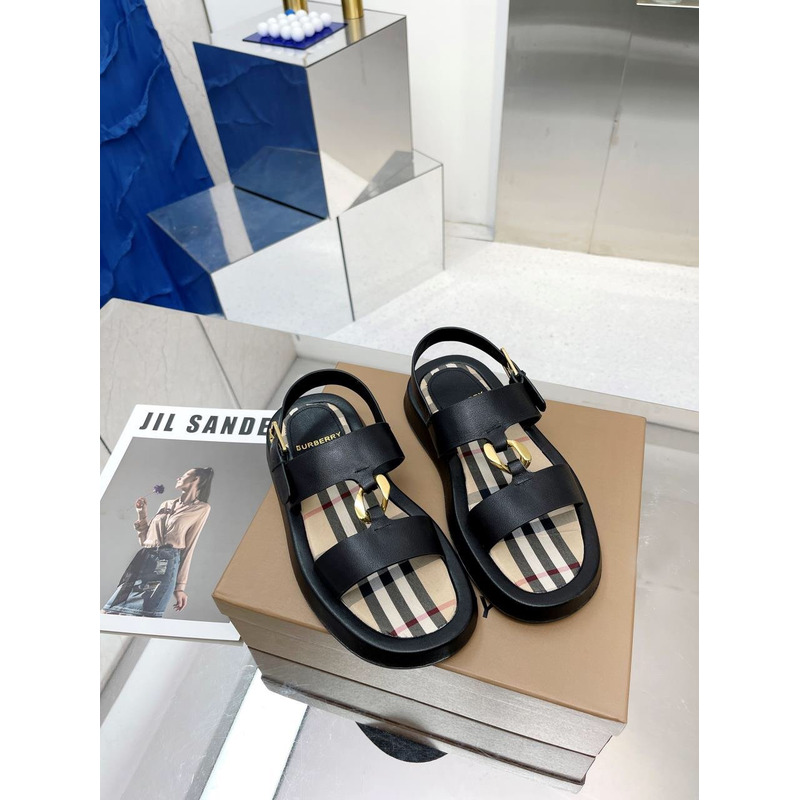 B**rry couple''s canvas check sports sandals black