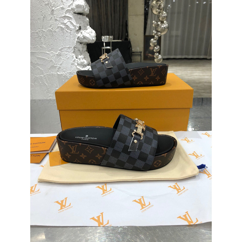 Lv 2021ss Jumbo Flatform Slides Classic Pattern