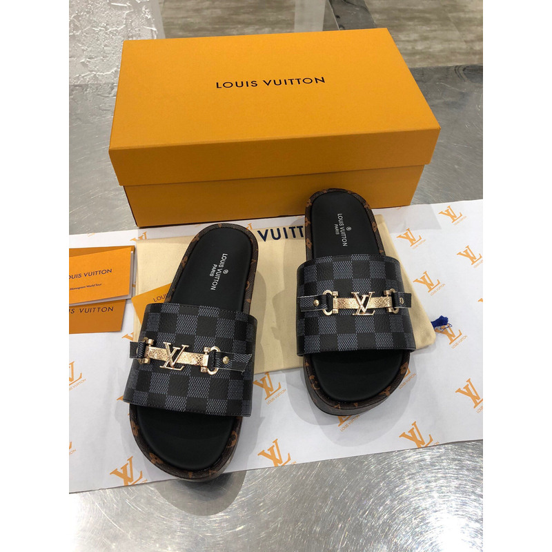 Lv 2021ss Jumbo Flatform Slides Classic Pattern