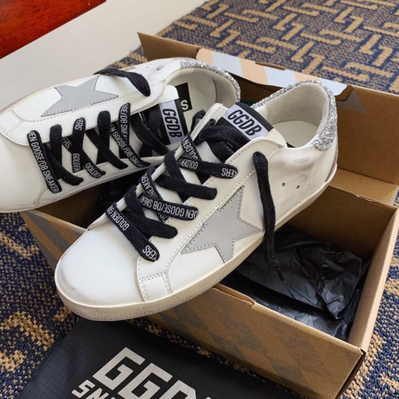 Golden Goose Men’s Super-Star Sneakers with Silver Star