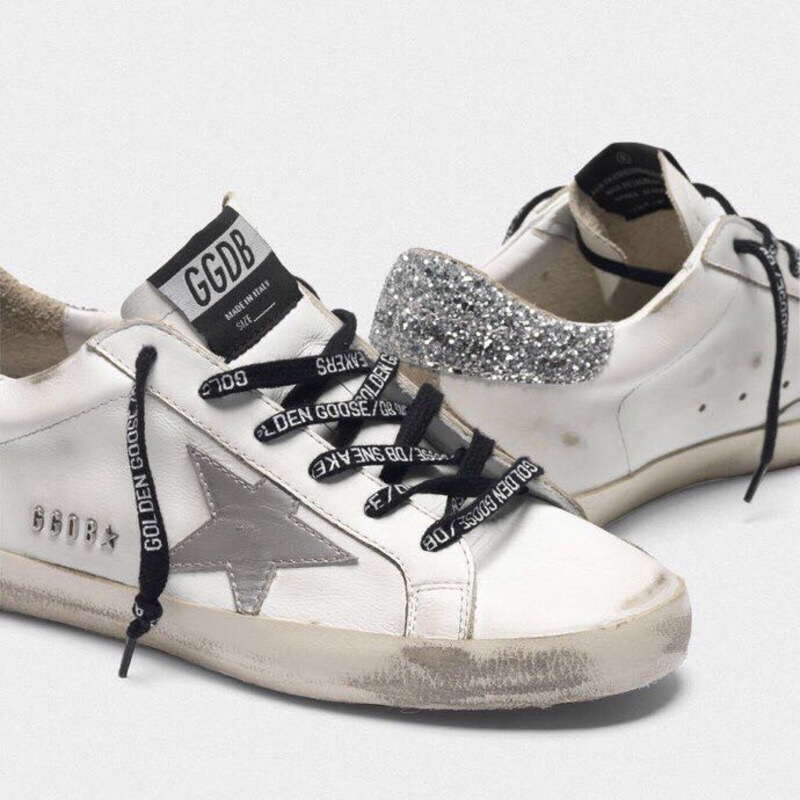 Golden Goose Men’s Super-Star Sneakers with Silver Star