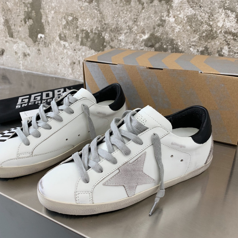 Golden Goose Men’s Super-Star Sneakers with Suede Star and Black Heel Tab