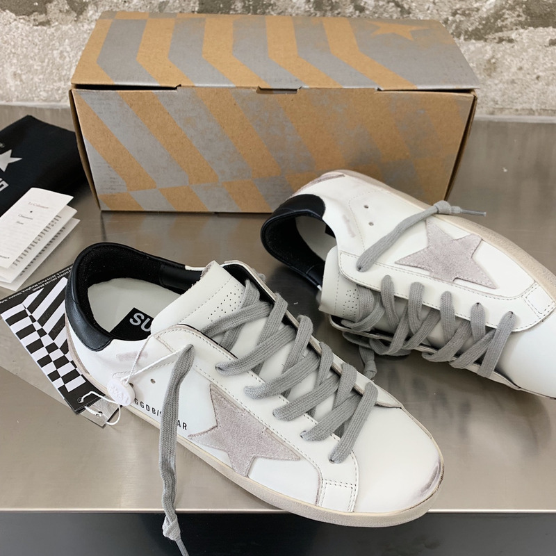 Golden Goose Men’s Super-Star Sneakers with Suede Star and Black Heel Tab