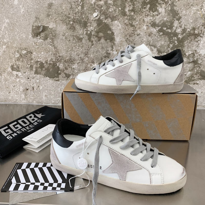 Golden Goose Men’s Super-Star Sneakers with Suede Star and Black Heel Tab