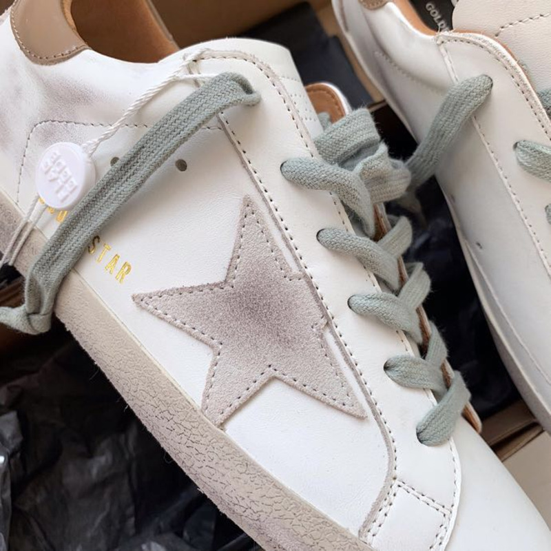 Golden Goose Men’s Super-Star Sneakers with Suede Star and Brown Heel Tab