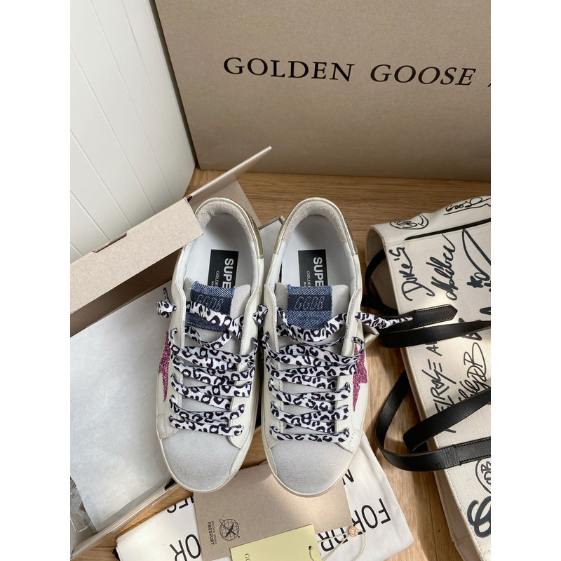 Golden Goose Super-Star Sneakers with Glitter and Gold Heel Tab