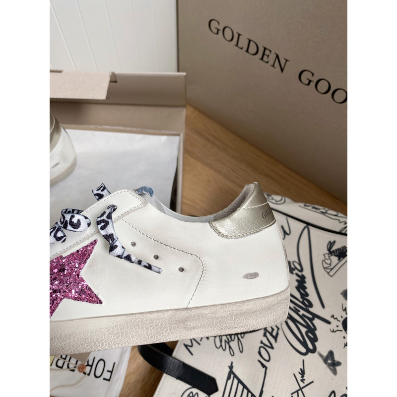 Golden Goose Super-Star Sneakers with Glitter and Gold Heel Tab