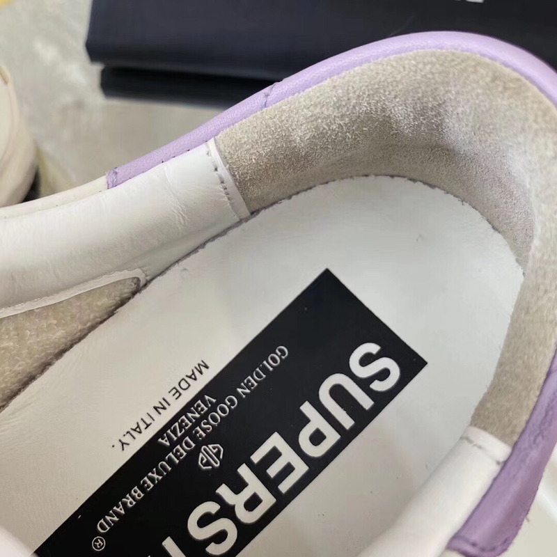 Golden Goose Super-Star Sneakers with Glitter and Purple Heel Tab