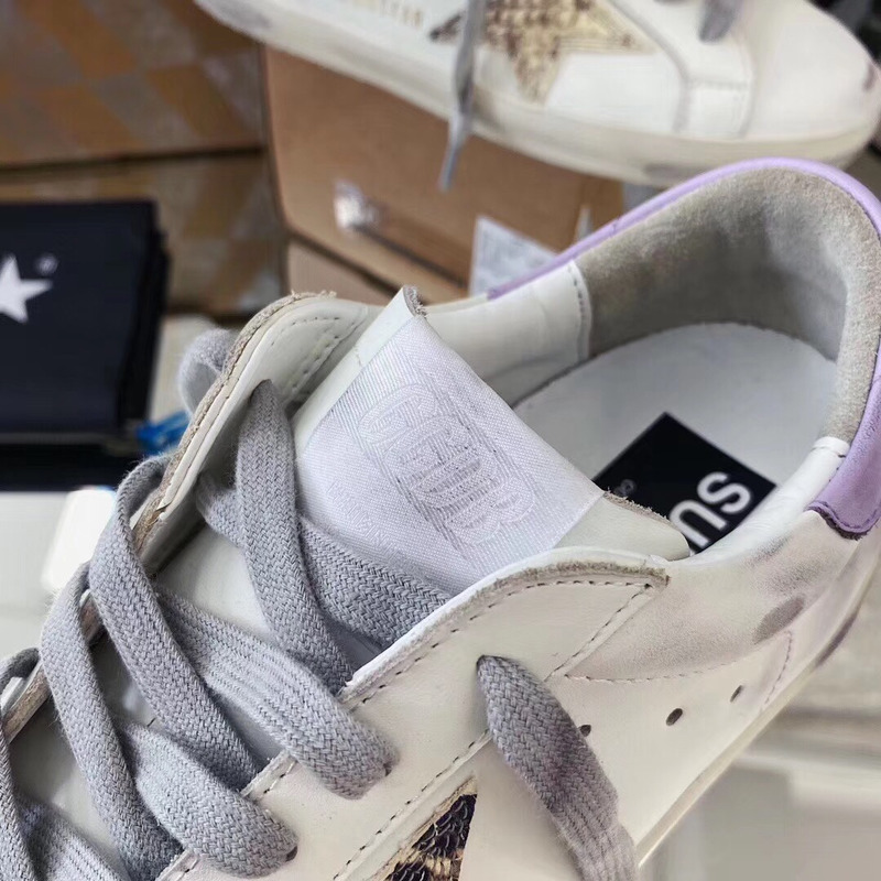 Golden Goose Super-Star Sneakers with Glitter and Purple Heel Tab