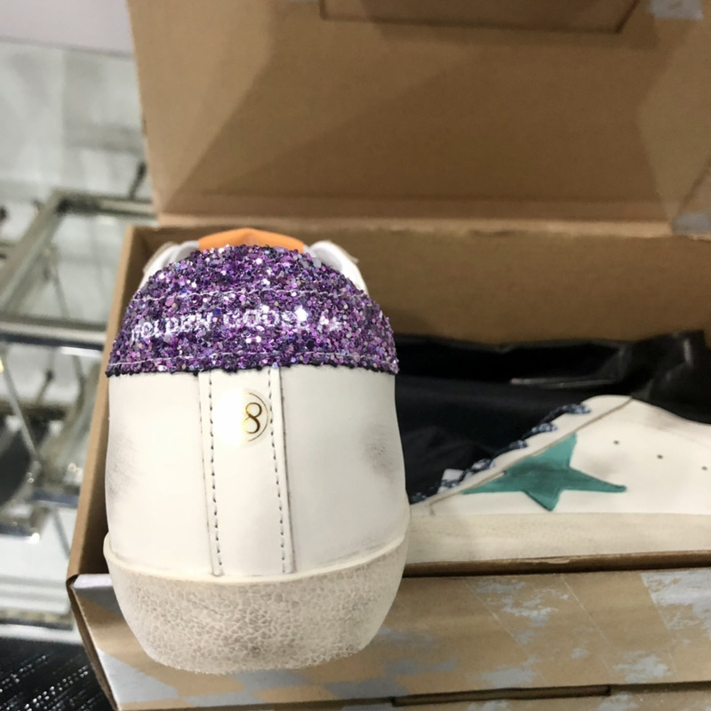 Golden Goose Super-Star Sneakers White Super-Star Sneakers With Glittery Purple Rear